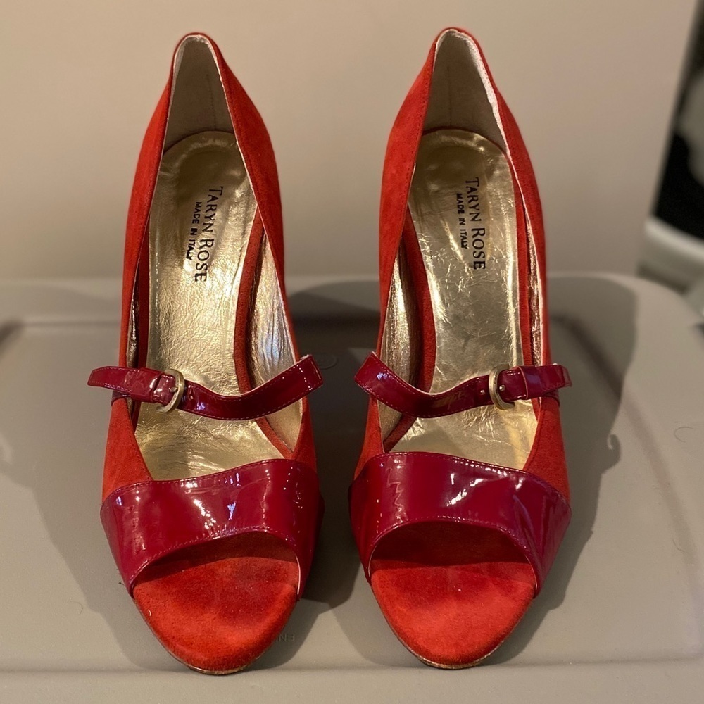 Taryn Rose Red Suede Heels